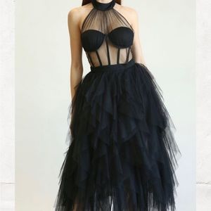 Black tulle dress